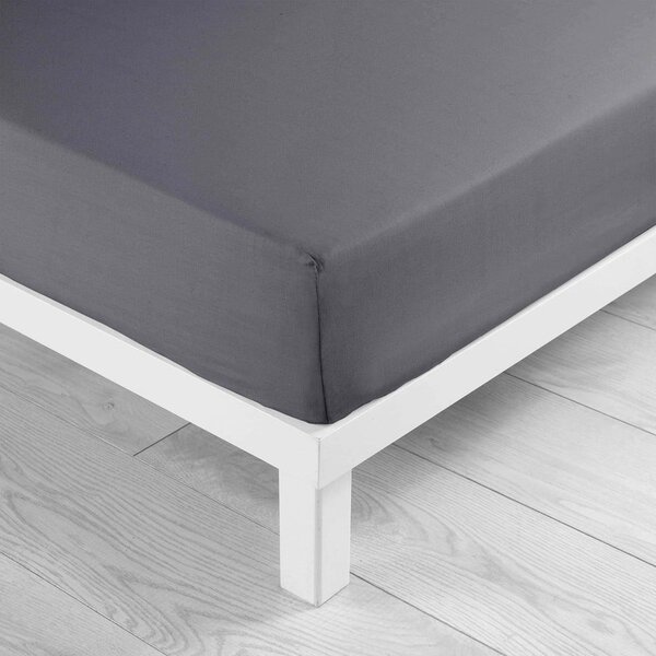 Lenzuolo elasticizzato in microfibra antracite 90x190 cm Oscar - douceur d'intérieur