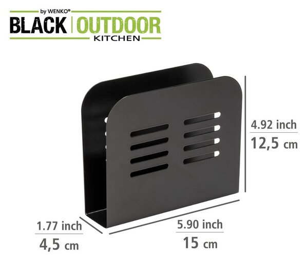 Set portaposate e portatovaglioli in metallo Black Outdoor Kitchen Baco - Wenko