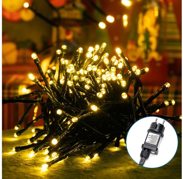 Aigostar - Catena LED natalizia da esterno 600xLED/8 funzioni 18m IP44 bianco caldo