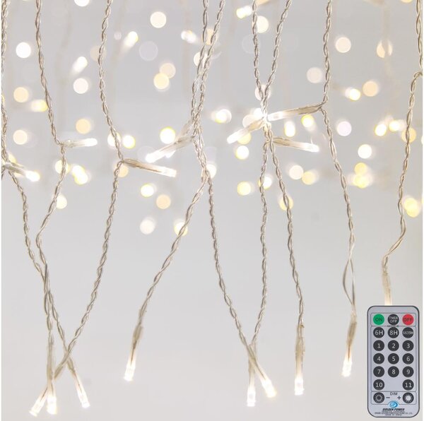 Tenda luminosa LED dimmerabile per esterni CURTAIN 360xLED/8,4W/230V 2x2 m IP44 bianco caldo + telecomando
