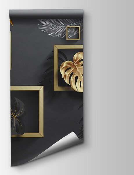 Carta da parati Elegante fogliame in armonia geometrica, Carta da parati 3d, Carta da parati popolare, u77858 - Tapeko.it