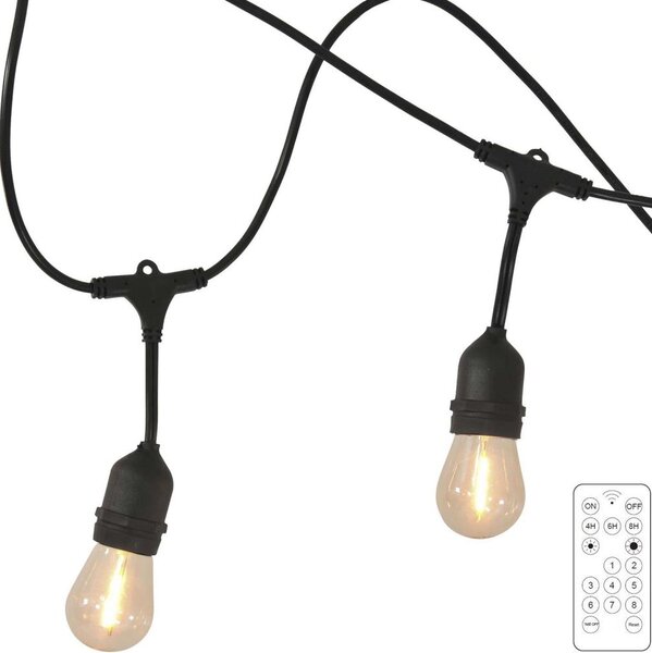 LED Catena solare da esterno PARTY 10xE27/3,7V 10 m IP44 + TC