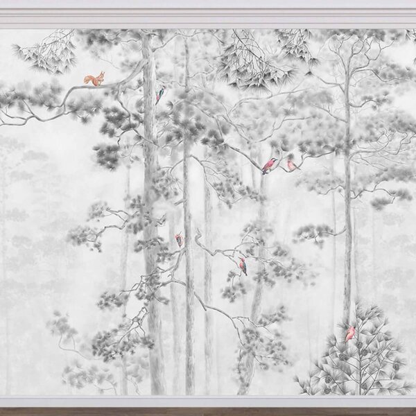 Carta da parati Gruppo di uccelli sugli alberi, Carta da parati Foresta, Carta da parati popolare, u78449 - Tapeko.it