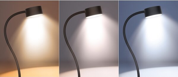 Solight WO3001-B-LED Lampada flessibile dimmerabile con clip LED/2W/5V 3000/4000/6500K nero