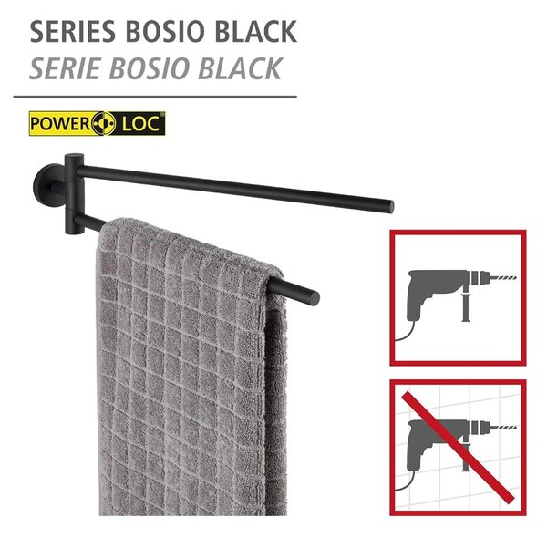 Portasciugamani autoportante in acciaio inox nero opaco Bosio - Wenko