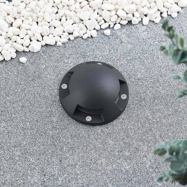 Lindby Faretto da pavimento LED Huban, 15 cm, a 4 luci, antracite Huban, Nero, Alluminio, Moderno, Lampada LED da esterni