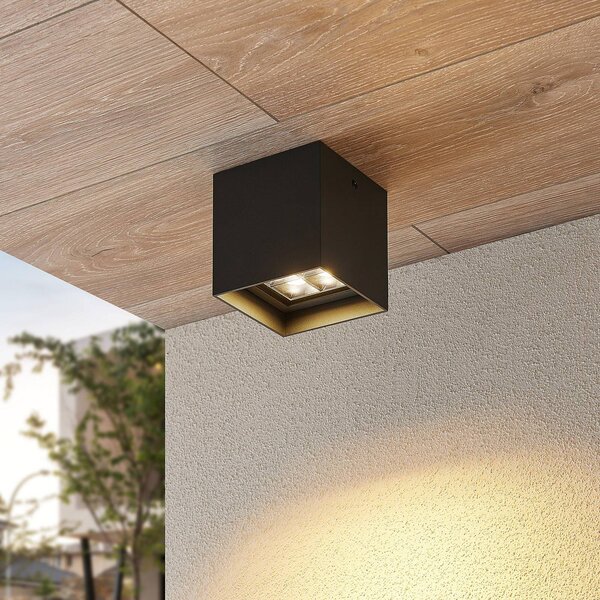Plafoniera LED Lindby Eveta, 10 cm, antracite, alluminio, IP65 Eveta, Nero, Alluminio, Moderno, Plafoniere LED