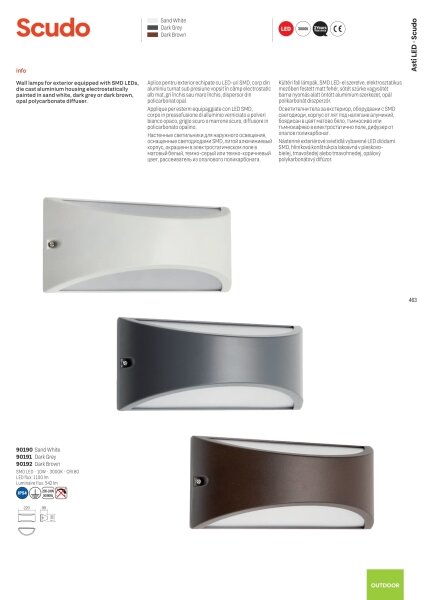 Redo 90192 - Applique a LED da esterno SCUDO LED/10W/230V 3000K IP54 marrone