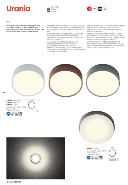 Redo 90494 - Plafoniera LED da esterno URANIA LED/10W/230V 3000K IP65 bianco