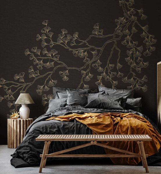 Carta da parati Cineserie Golden Ginkgo, Carta da parati Natura, u79600 : Uwalls.it
