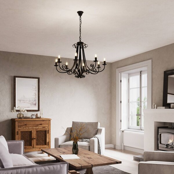 Lampadario a soffitto Scaleria Lindby, dimmerabile, Marrone / Ruggine, Soggiorno / Sala da pranzo, Metallo, Antico, Lampadario