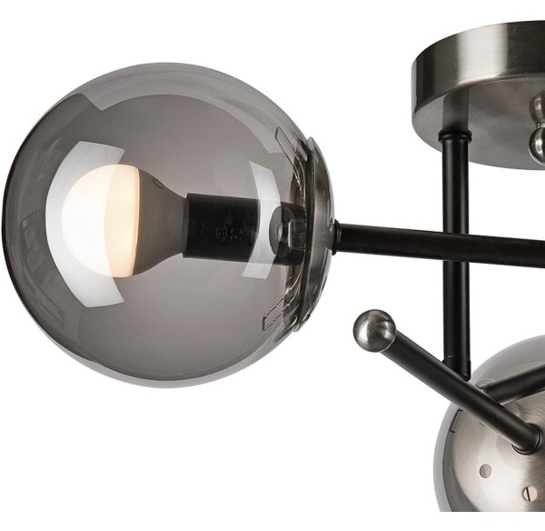 Lampadario a plafone MALENA 3xE14/5W/230V nero/fumé