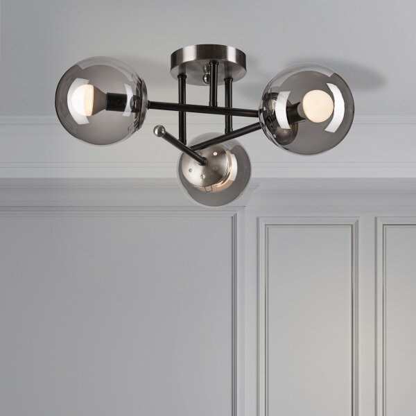 Lampadario a plafone MALENA 3xE14/5W/230V nero/fumé