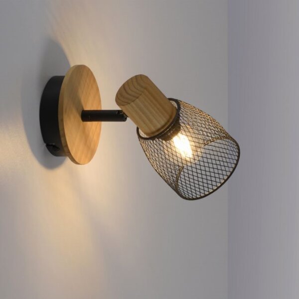 JUST LIGHT. 15191-79 - Faretto da parete TAMIS 1xE14/10W/230V pino