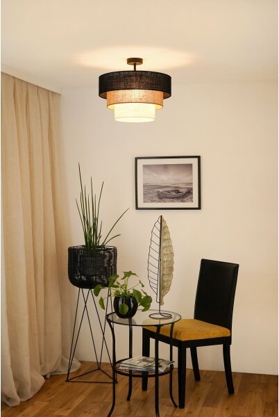 Brilagi -Lampadario a plafone ASPEN LUNETA 1xE27/15W/230V diametro 45 nero/beige/color crema