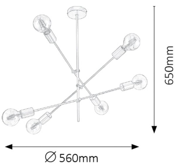 Rabalux 2104 - Lampadario a sospensione con supporto rigido LANNY 6xE27/15W/230V