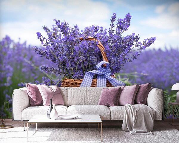 Carta da parati Cesto con lavanda, Carta da parati Floreale, u92974 : Uwalls.it