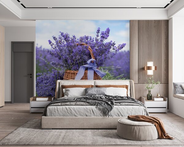 Carta da parati Cesto con lavanda, Carta da parati Floreale, u92974 : Uwalls.it