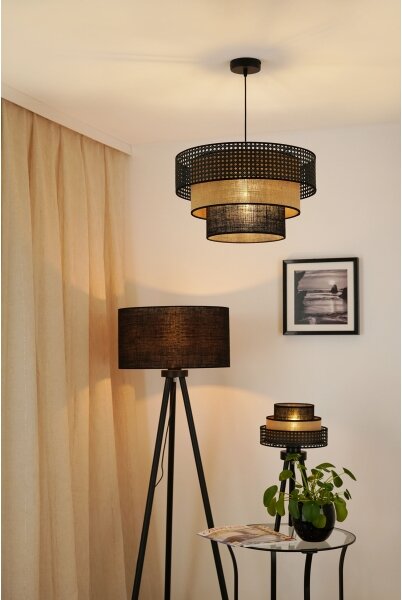 Brilagi - Lampada da tavolo DAKOTA LUNETA 1xE27/15W/230V nero/rattan