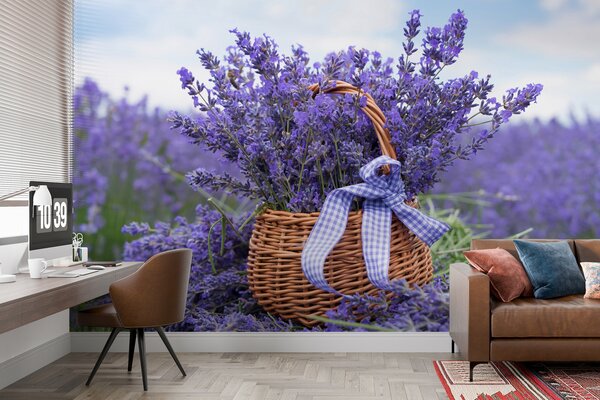 Carta da parati Cesto con lavanda, Carta da parati Floreale, u92974 : Uwalls.it