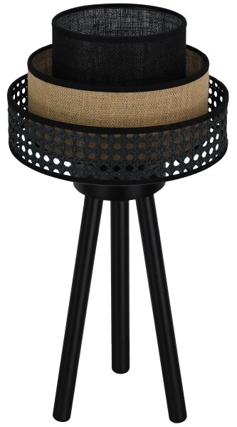 Brilagi - Lampada da tavolo DAKOTA LUNETA 1xE27/15W/230V nero/rattan