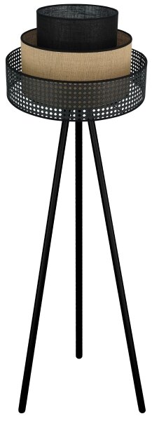 Brilagi - Lampada da terra DAKOTA LUNETA 1xE27/15W/230V nero/rattan