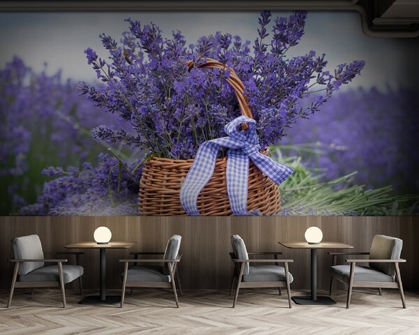 Carta da parati Cesto con lavanda, Carta da parati Floreale, u92974 : Uwalls.it