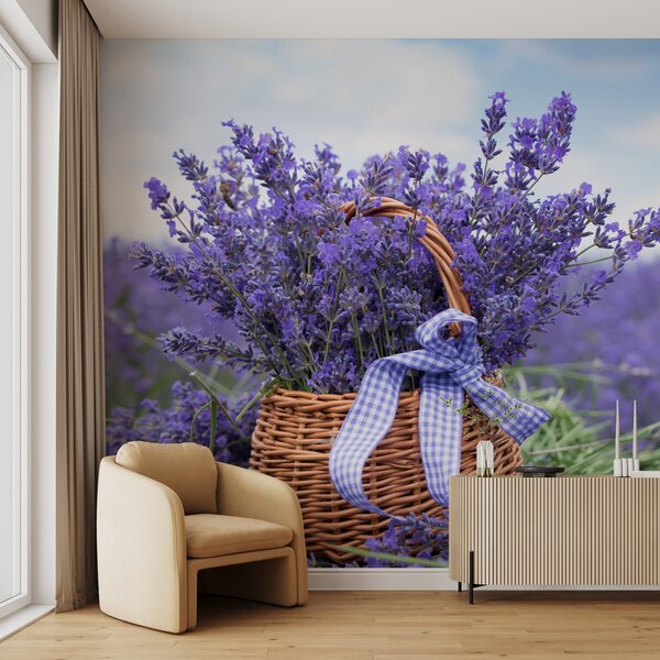Carta da parati Cesto con lavanda, Carta da parati Floreale, u92974 : Uwalls.it