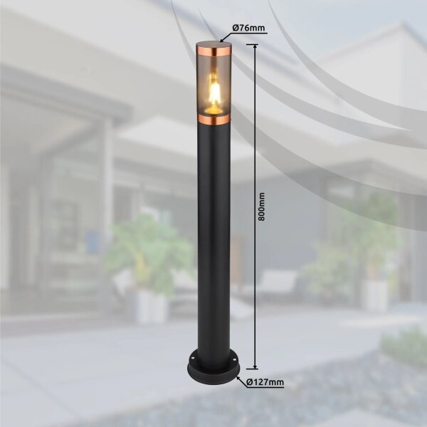 Globo 31588BC - Lampada da esterno BOSTON 1xE27/23W/230V IP44 80 cm nero/rame