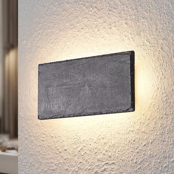 Applique da parete a LED Peetu Lindby, dimmerabile, Alluminio / Grigio / Zincato, Soggiorno / Sala da pranzo, Pietra, Moderno, Applique a LED