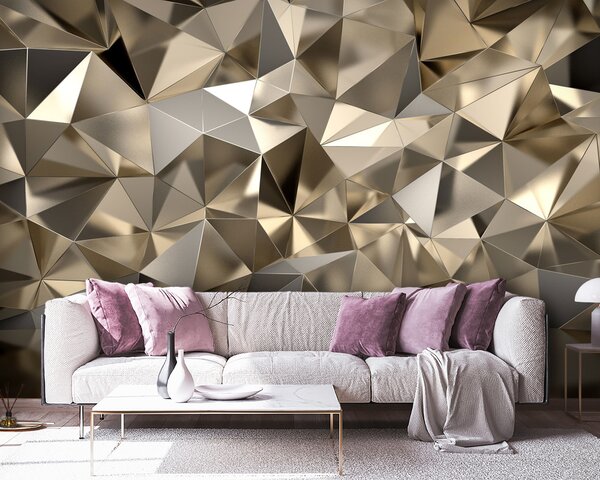 Carta da parati Marrone, triangolo e grigio, Carta da parati lastrazione, u93417 : Uwalls.it