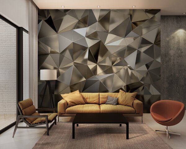 Carta da parati Marrone, triangolo e grigio, Carta da parati lastrazione, u93417 : Uwalls.it