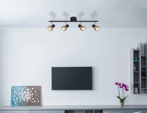Globo 57917-4G - Faretto MASON 4xGU10/25W/230V nero/oro