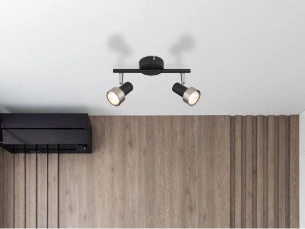 Globo 57917-2N - Faretto MASON 2xGU10/25W/230V nero/argento