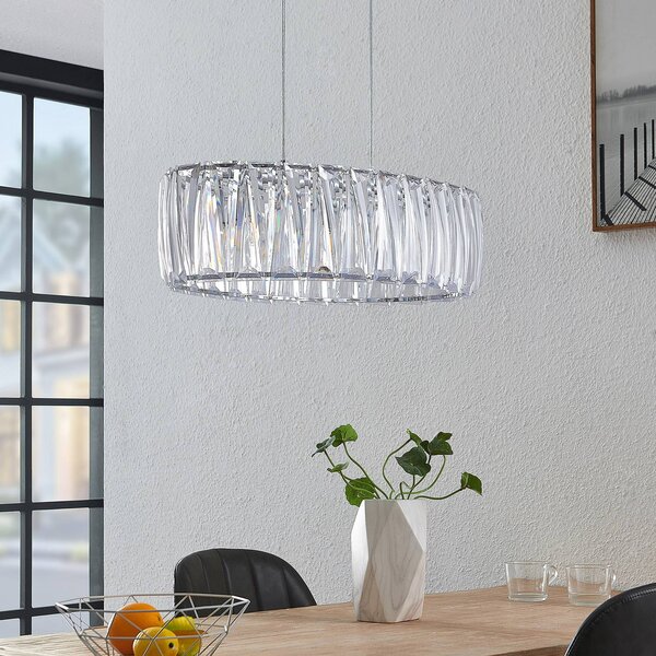 Lampada a sospensione Sofia Lindby, dimmerabile, Chiaro / Trasparente, Soggiorno / Sala da pranzo, Plastica, Moderno, Lampada a sospensione
