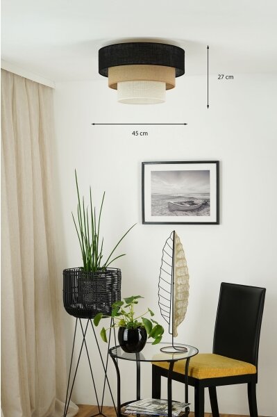 Brilagi -Plafoniera ASPEN LUNETA 1xE27/15W/230V diametro 45 nero/beige/color crema