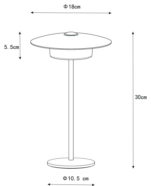 Globo 21024G-LED Lampada da tavolo ricaricabile KYLER LED/3W/3,7V 1800/2700/3000K grigio
