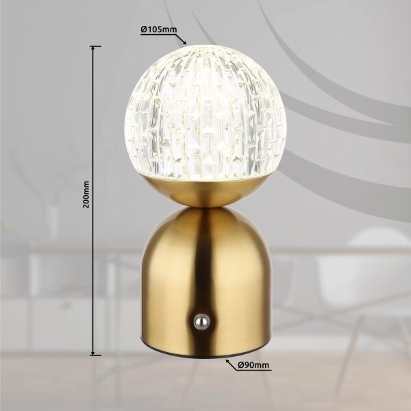 Globo 21007M-Lampada da tavolo LED dimmerabile con funzione Touch JULSY LED/2,5W/3,7V 2700/4000/6500K ottone
