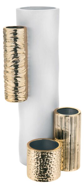 Bongelli Preziosi Vaso da tavolo dal design moderno con portavasi tubolari struttura in marmorino Modular Marmorino Bianco/Oro Vasi Moderni,Vasi di Design