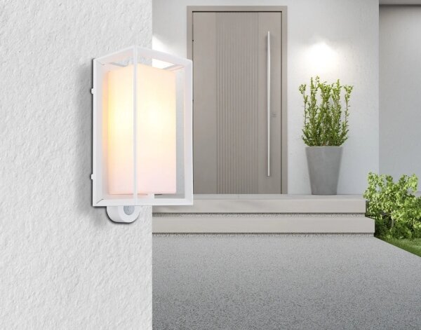 Globo 31982WS - Applique da esterno con sensore LOGANA 1xE27/60W/230V IP44 bianco