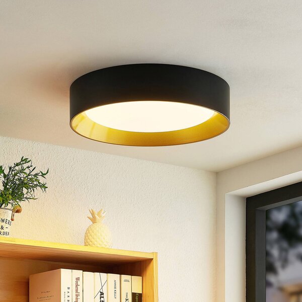 Plafoniera a LED Kambia Lindby, Nero, Soggiorno / Sala da pranzo, Alluminio, Moderno, Plafoniera LED