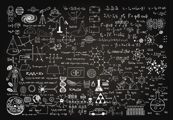 Carta da parati Lavagna con simboli e formule matematiche, Carta da parati design, Carta da parati popolare, u93593 - Tapeko.it