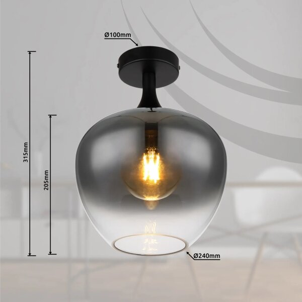 Globo 15548D - Plafoniera MAXY 1xE27/40W/230V fumé