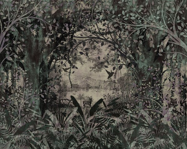 Carta da parati Pittura di alberi e piante, Carta da parati Alberi, Carta da parati popolare, u93600 - Tapeko.it