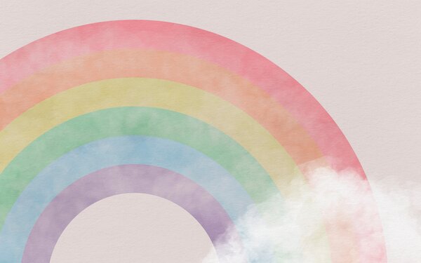 Carta da parati Arcobaleno con nuvole in cielo, Carta da parati per Bambini, Carta da parati popolare, u93619 - Tapeko.it