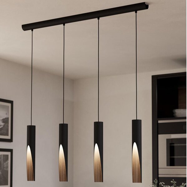 Eglo 901733 - Lampadario LED a sospensione con filo BARBOTTO 4xGU10/4,5W/230V 3000K nero/marrone