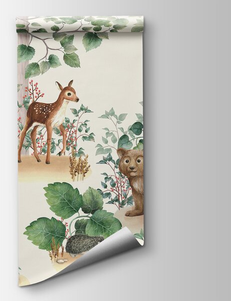 Carta da parati Sfondo con animali nella foresta, Carta da parati per Bambini, Carta da parati popolare, u93756 - Tapeko.it