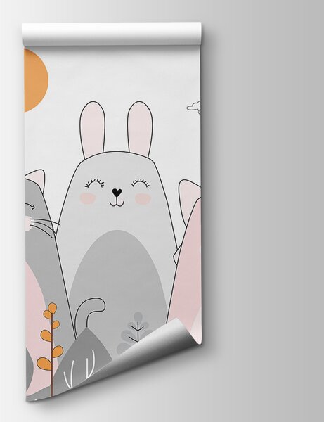Carta da parati Gruppo di animali in fila, Carta da parati per Bambini, Carta da parati popolare, u93755 - Tapeko.it