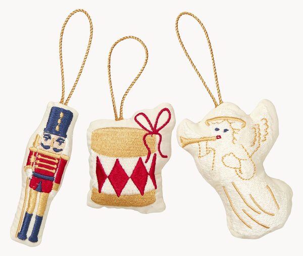 Set di 3 addobbi per Albero in cotone fatti a mano Nutcracker