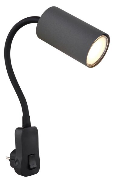 Globo 57911DPG - Faretto a parete con presa di corrente ROBBY 1xGU10/35W/230V nero